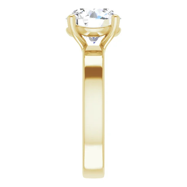 Round Cut Diamond Solitaire Engagement Ring in yellow gold side view