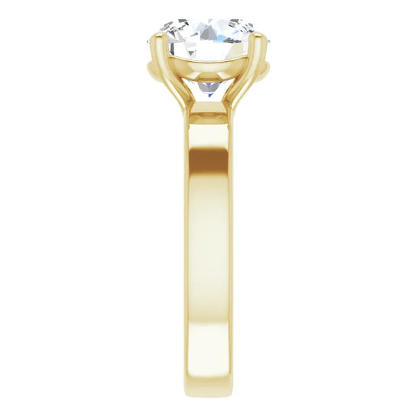 Round Cut Diamond Solitaire Engagement Ring in yellow gold side view