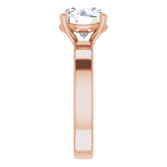 Round Cut Diamond Solitaire Engagement Ring in rose gold side view