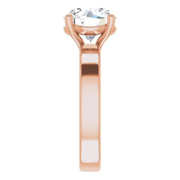 Round Cut Diamond Solitaire Engagement Ring in rose gold side view