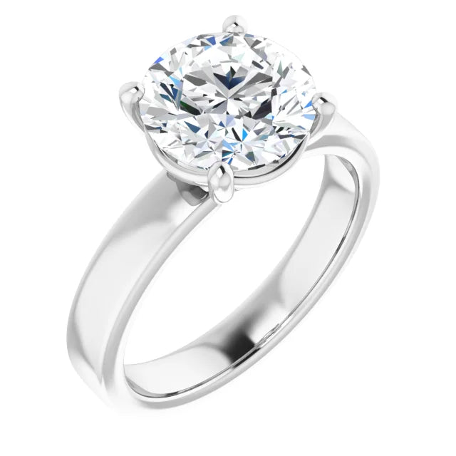 Round Cut Diamond Solitaire Engagement Ring in white gold