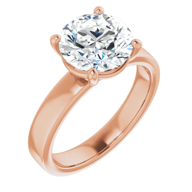 Round Cut Diamond Solitaire Engagement Ring in rose gold 