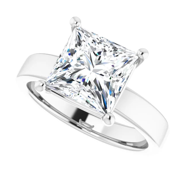 Princess cut diamond solitaire engagement ring in white gold