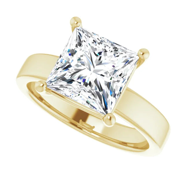 Princess Cut Diamond Solitaire Engagement Ring in yellow gold