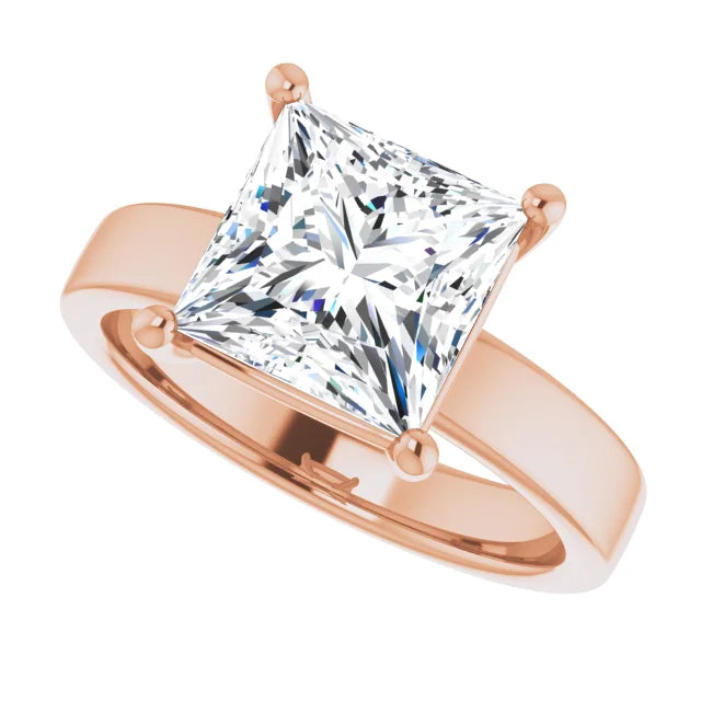 Princess Cut Diamond Solitaire Engagement Ring in rose gold 