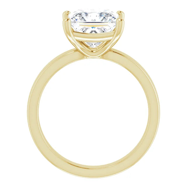 Princess Cut Diamond Solitaire Engagement Ring in yellow gold side profile