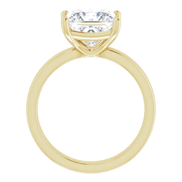 Princess Cut Diamond Solitaire Engagement Ring in yellow gold side profile