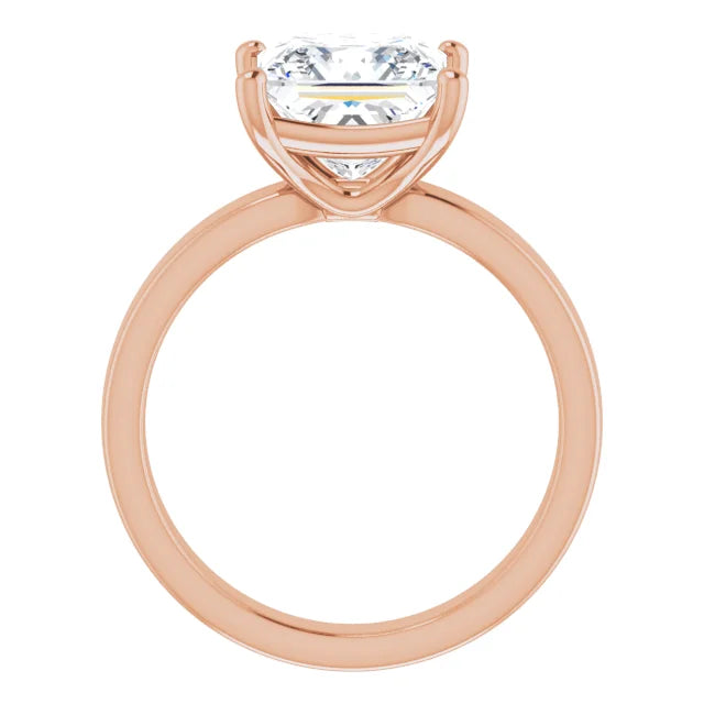 Princess Cut Diamond Solitaire Engagement Ring in rose gold side profile