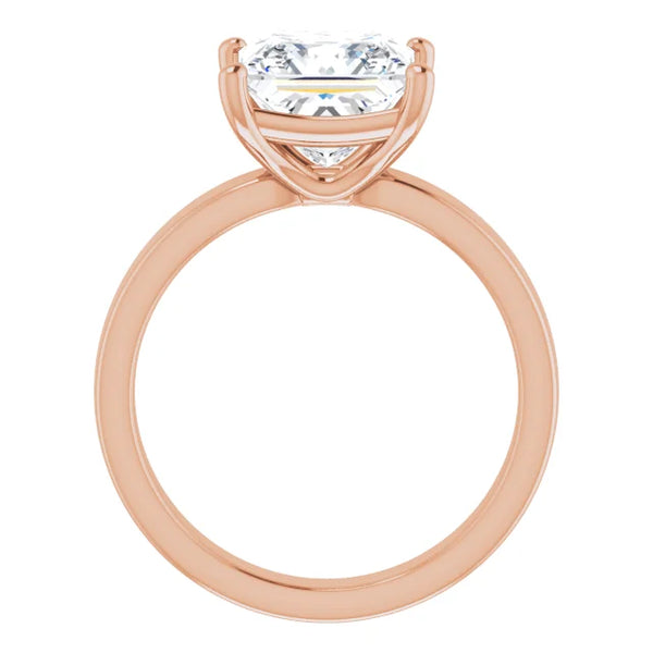 Princess Cut Diamond Solitaire Engagement Ring in rose gold side profile