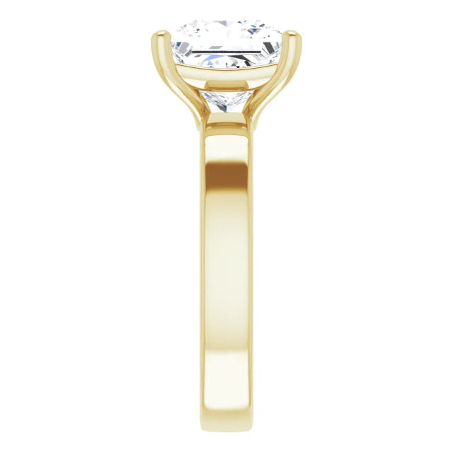 Princess Cut Diamond Solitaire Engagement Ring in yellow gold side view