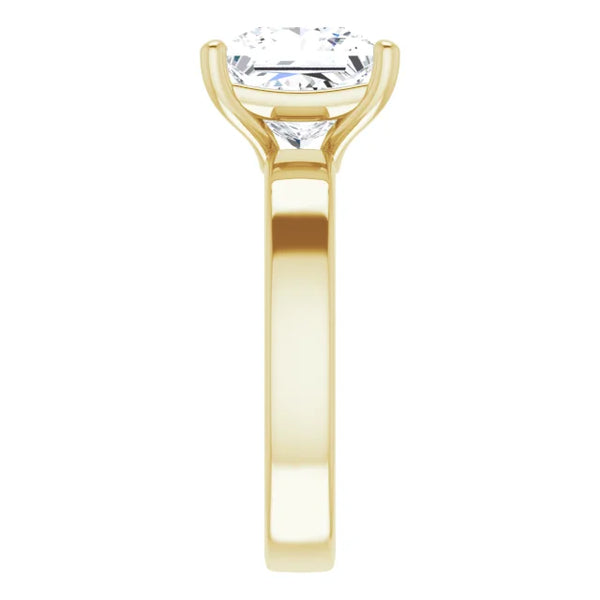 Princess Cut Diamond Solitaire Engagement Ring in yellow gold side view