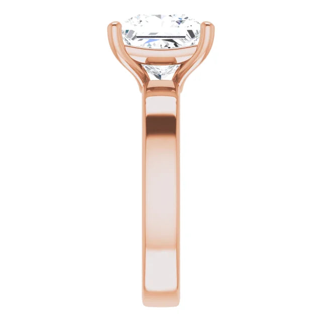Princess Cut Diamond Solitaire Engagement Ring in rose gold side view