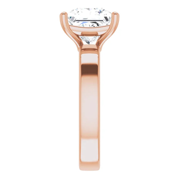 Princess Cut Diamond Solitaire Engagement Ring in rose gold side view