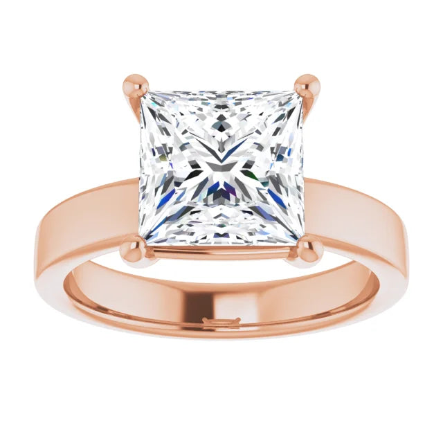 Princess Cut Diamond Solitaire Engagement Ring in rose gold top view