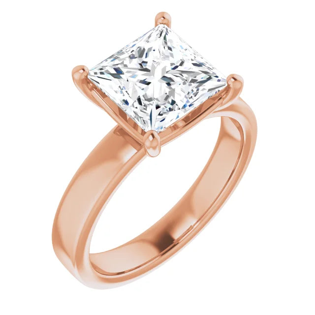 Princess Cut Diamond Solitaire Engagement Ring in rose gold 