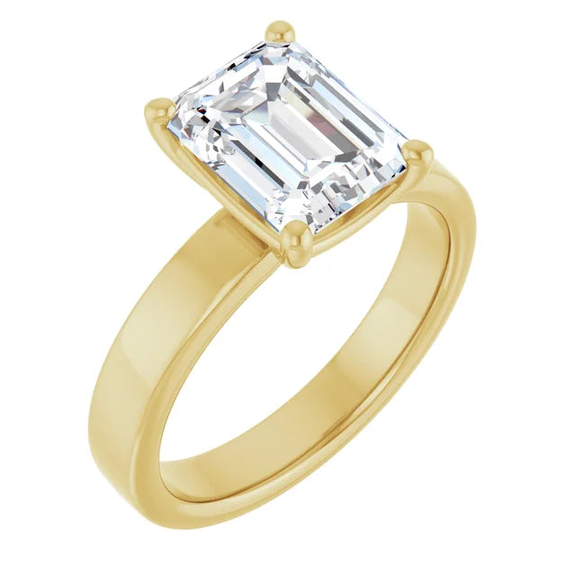 Emerald Cut Diamond Solitaire Engagement Ring in yellow gold