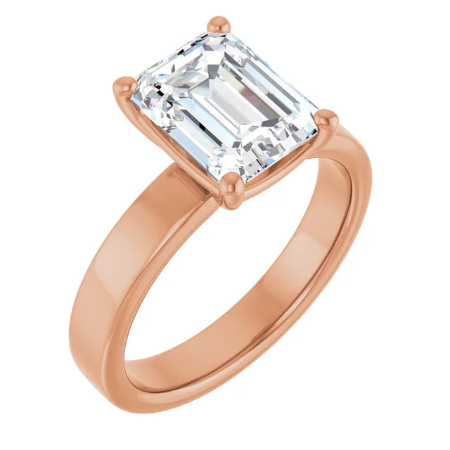 Emerald Cut Diamond Solitaire Engagement Ring in rose gold