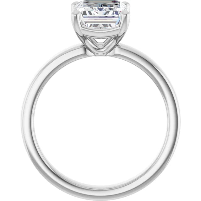 Emerald Cut Diamond Solitaire Engagement Ring in white gold side profile