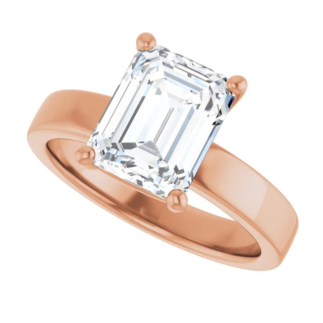 Emerald Cut Diamond Solitaire Engagement Ring in rose gold
