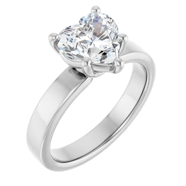 Heart Shape Solitaire Engagement Ring in white gold