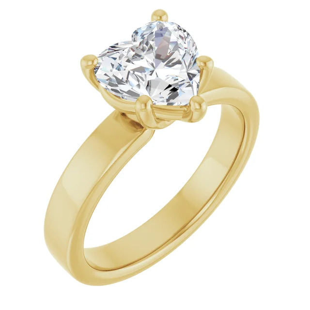Heart Shape Solitaire Engagement Ring in yellow gold
