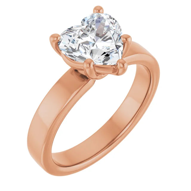 Heart Shape Solitaire Engagement Ring in rose gold 