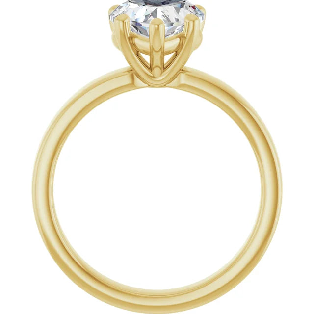 Heart Shape Solitaire Engagement Ring in yellow gold side profile