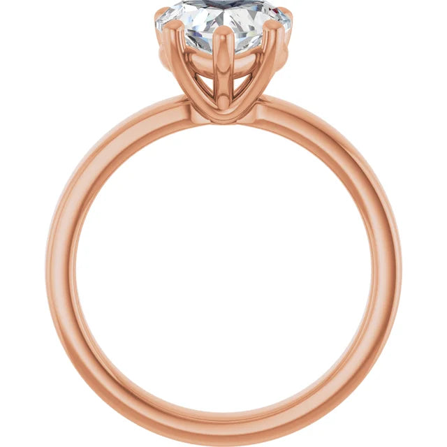 Heart Shape Solitaire Engagement Ring in rose gold side profile