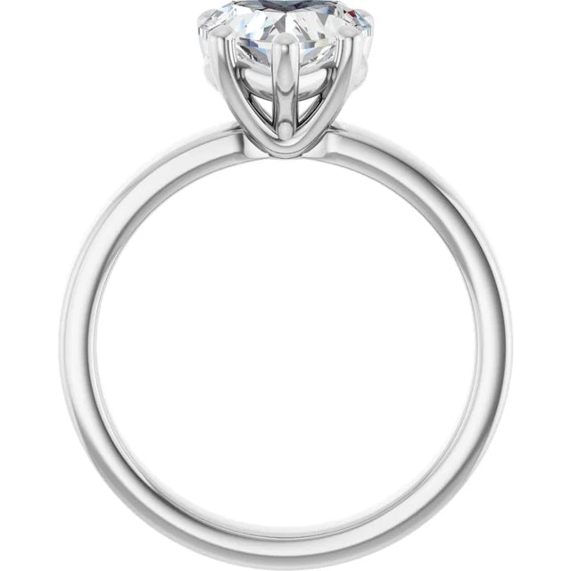 Heart Shape Solitaire Engagement Ring in white gold side profile