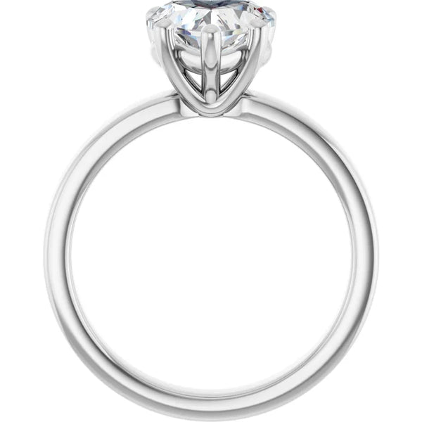 Heart Shape Solitaire Engagement Ring in white gold side profile