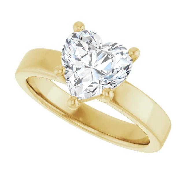 Heart Shape Solitaire Engagement Ring in yellow gold