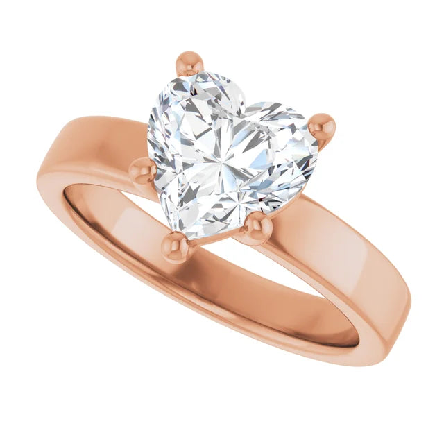 Heart Shape Solitaire Engagement Ring in rose gold 