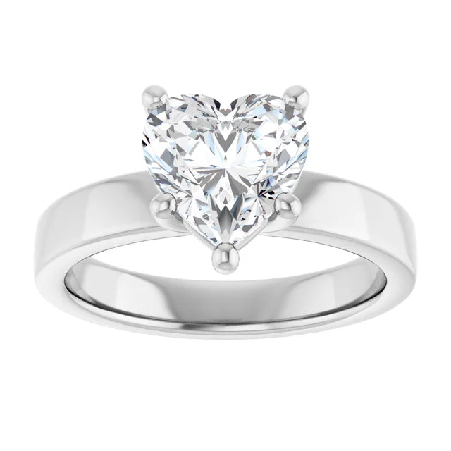 Heart shape solitaire engagement ring in white gold