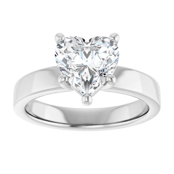 Heart Shape Solitaire Engagement Ring in white gold