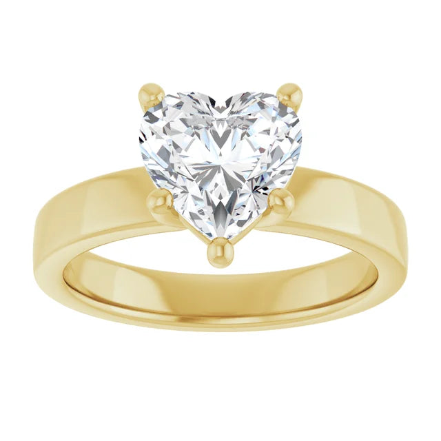 Heart Shape Solitaire Engagement Ring in yellow gold