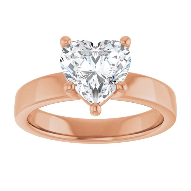 Heart Shape Solitaire Engagement Ring in rose gold 