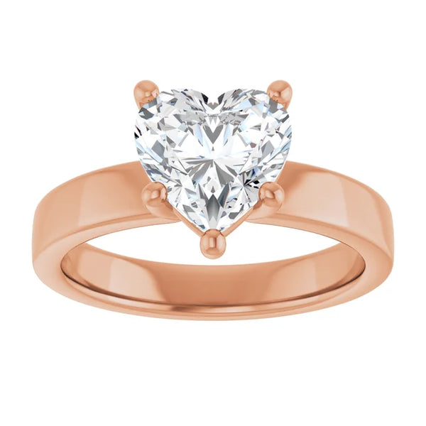 Heart Shape Solitaire Engagement Ring in rose gold 