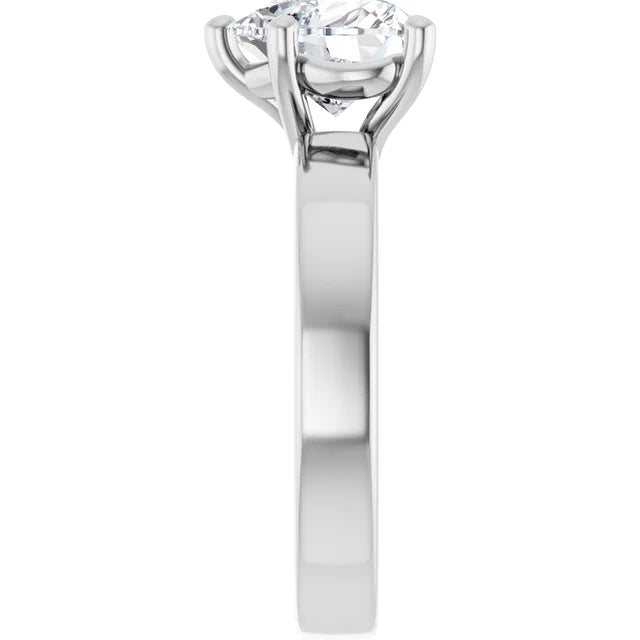 Heart Shape Solitaire Engagement Ring in white gold side view 