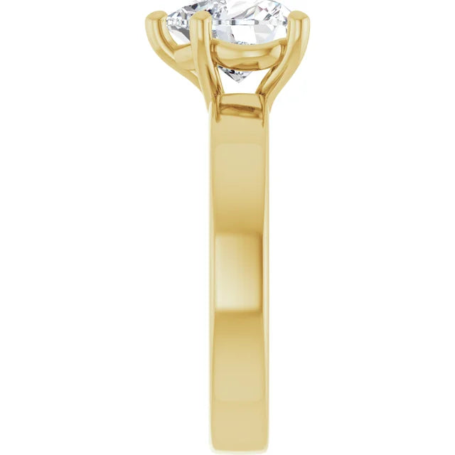 Heart Shape Solitaire Engagement Ring in yellow gold side view