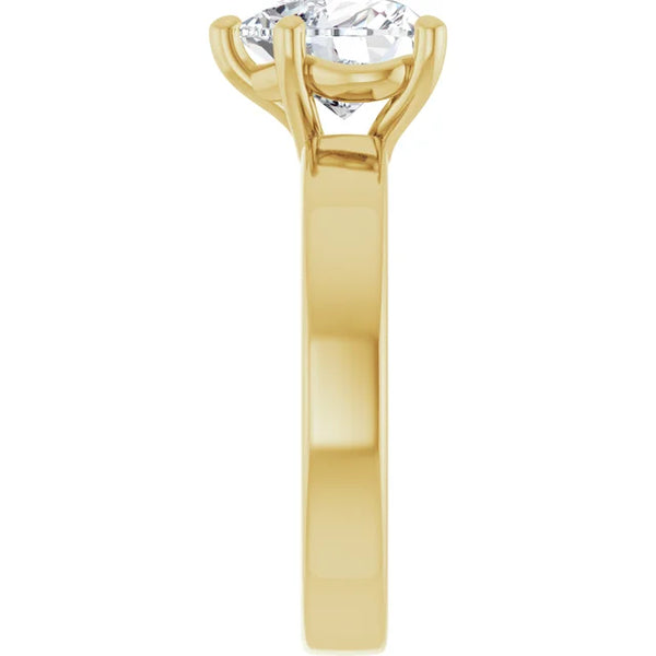 Heart Shape Solitaire Engagement Ring in yellow gold side view