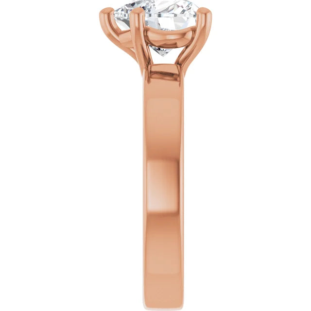 Heart Shape Solitaire Engagement Ring in rose gold side view