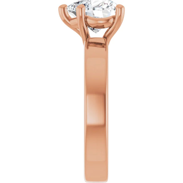 Heart Shape Solitaire Engagement Ring in rose gold side view