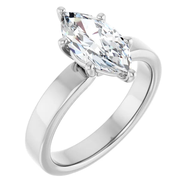 Marquise Shape Diamond Solitaire Engagement Ring in white gold
