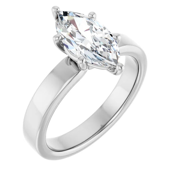 Marquise Shape Diamond Solitaire Engagement Ring in white gold