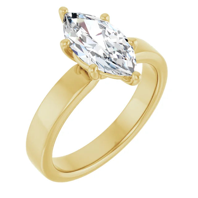 Marquise Shape Diamond Solitaire Engagement Ring in yellow gold
