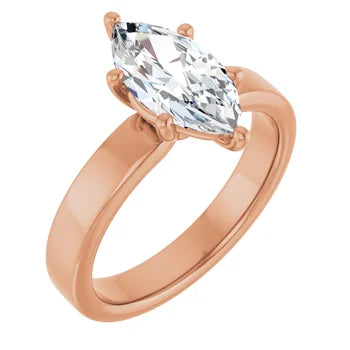 Marquise Shape Diamond Solitaire Engagement Ring in rose gold 