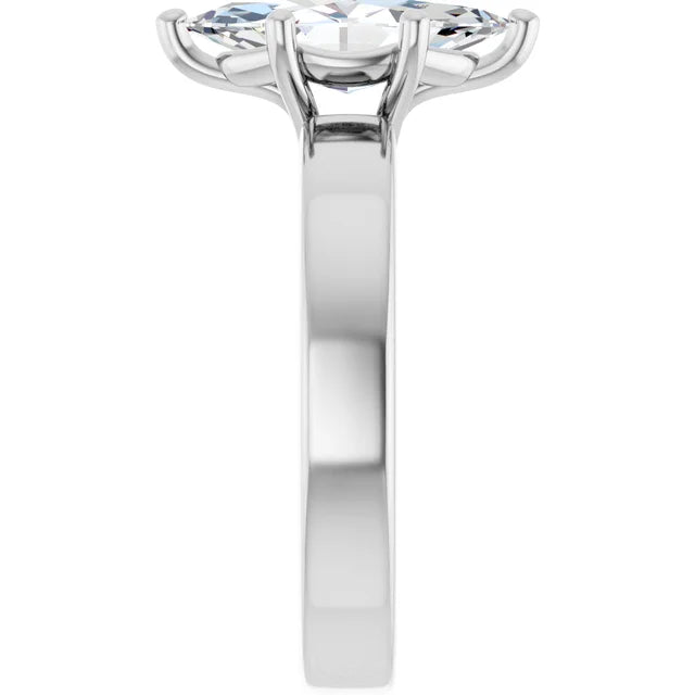 Marquise Shape Diamond Solitaire Engagement Ring in white gold side view
