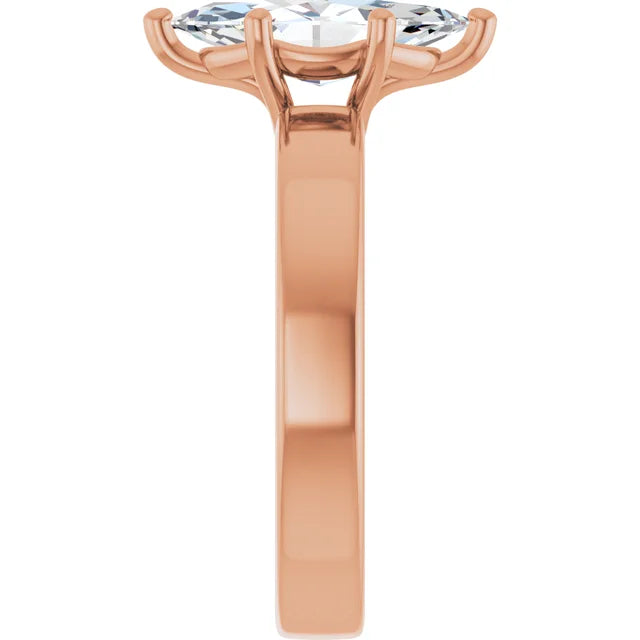 Marquise Shape Diamond Solitaire Engagement Ring in rose gold side view