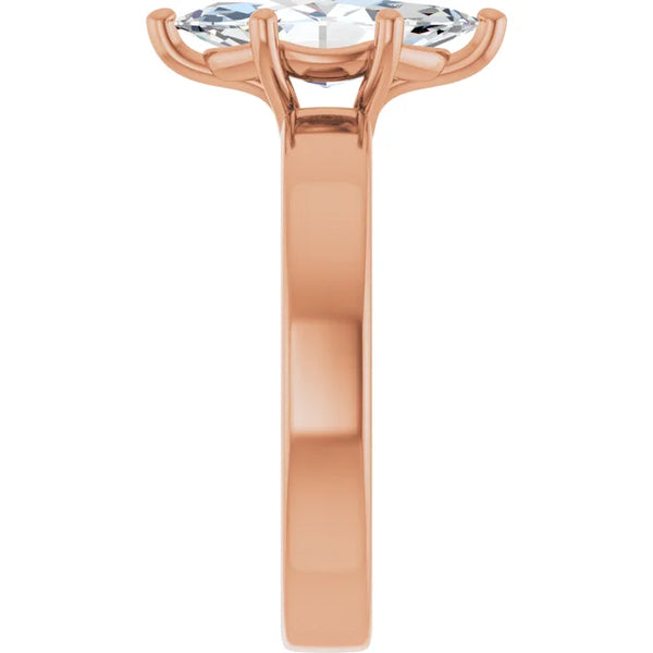 Marquise Shape Diamond Solitaire Engagement Ring in rose gold side view
