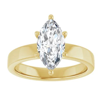 Marquise Shape Diamond Solitaire Engagement Ring in yellow gold top view